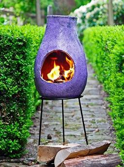 Уличный камин в мексиканском стиле фиолетовый цвет